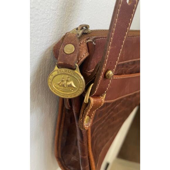 Brahmin Croc print shoulder bag brown vintage Needs TLC - Picture 9 of 16